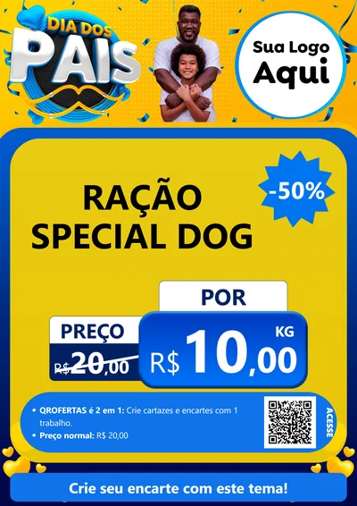Modelo de Cartaz para Cartaz A4 Vertical com o tema Dia dos Pais para Pet Shop