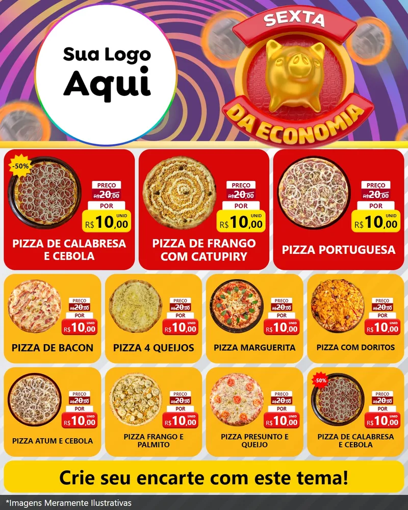 Modelo de Rede Social para Feed Instagram com o tema Sexta da Economia para Pizzaria