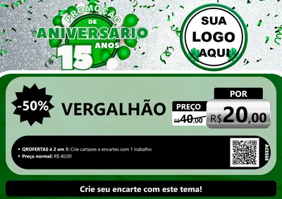 Modelo de Cartaz para Cartaz A4 Horizontal com o tema Promoção de Aniversário - 15 Anos para Ferragens