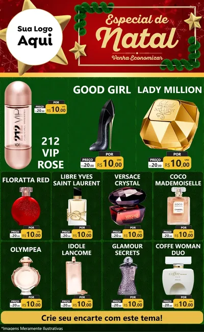 Modelo de Encarte para Encarte Grande com o tema Especial de Natal para Perfumes