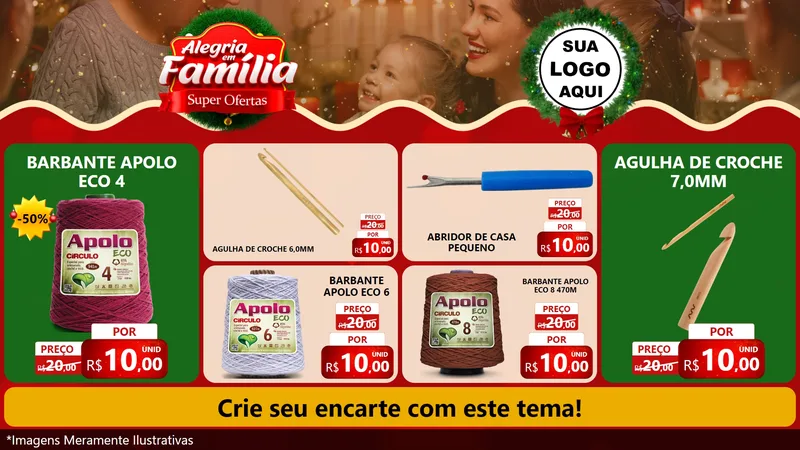 Modelo de TV para TV Horizontal com o tema Alegria Em Família - Super Ofertas para Armarinho e Aviamentos