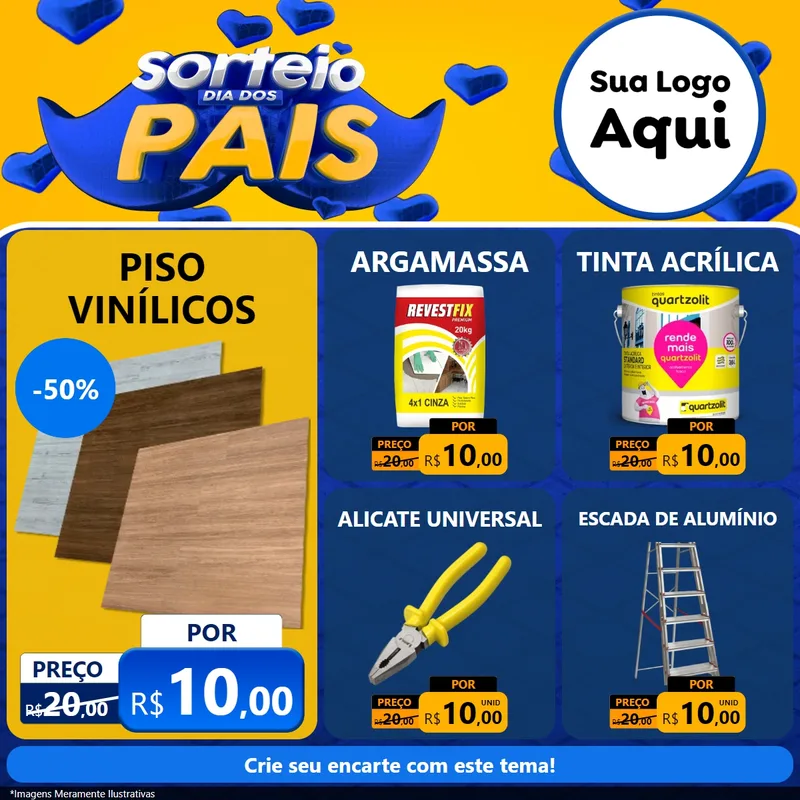 Modelo de Rede Social para Feed Facebook com o tema Sorteio Dia dos Pais para Material para Construção