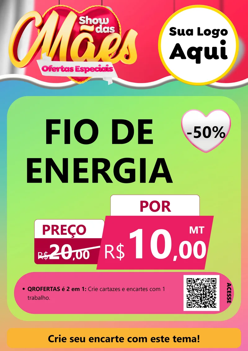 Modelo de Cartaz para Cartaz A4 Vertical com o tema Show das Mães - Ofertas Especiais para Materiais Elétricos