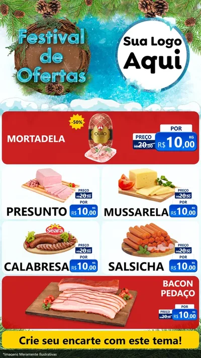 Modelo de TV para TV Vertical com o tema Festival de Ofertas - Inverno para Frios e Laticínios