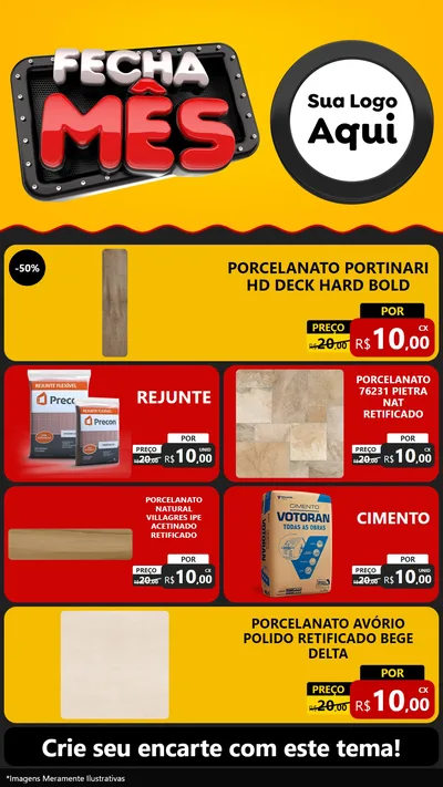 Modelo de TV para TV Vertical com o tema Fecha Mês para Pisos e revestimentos