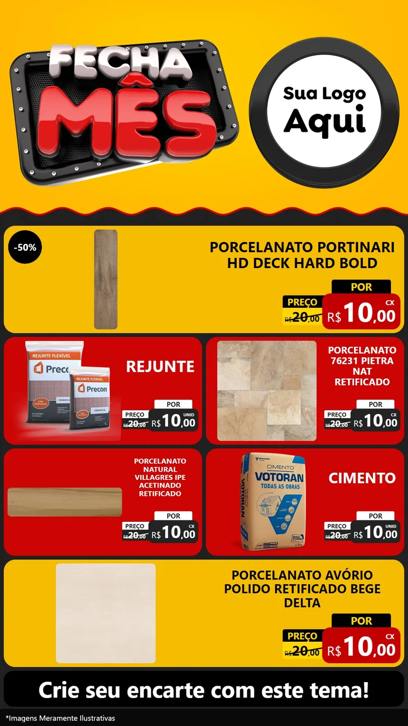 Modelo de TV para TV Vertical com o tema Fecha Mês para Pisos e revestimentos