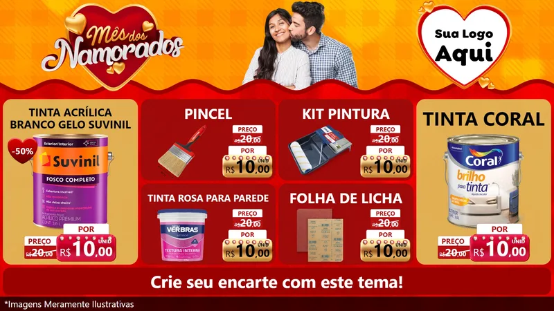 Modelo de TV para TV Horizontal com o tema Mês dos Namorados para Tintas e Ferramentas