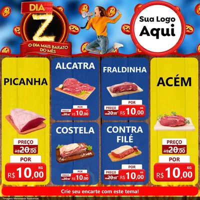Modelo de Rede Social para Feed Facebook com o tema Dia Z - O Dia Mais Barato Do Mês para Açougue