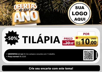 Modelo de Cartaz para Cartaz A4 Horizontal com o tema Ofertas de Fim de Ano para Peixaria