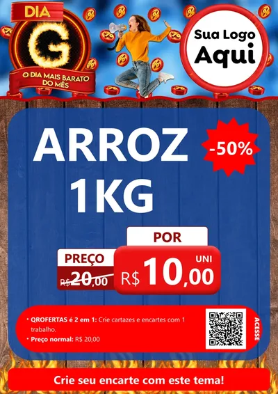 Modelo de Cartaz para Cartaz A4 Vertical com o tema Dia G - O Dia Mais Barato Do Mês para Supermercado