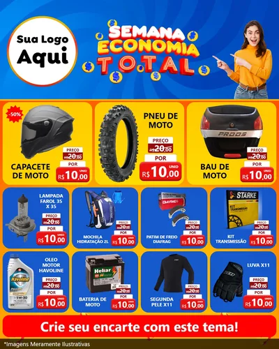 Modelo de Rede Social para Feed Instagram com o tema Semana Economia Total para Moto peças