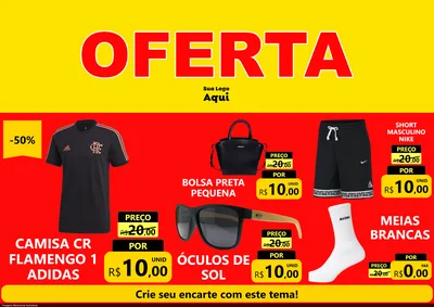 Modelo de Encarte para Encarte A4 Horizontal com o tema OFERTA - Vermelho Cartaz para Roupas e acessórios