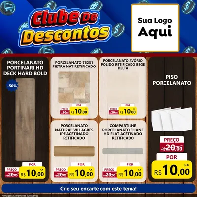Modelo de Rede Social para Feed Facebook com o tema Clube de Descontos para Pisos e revestimentos