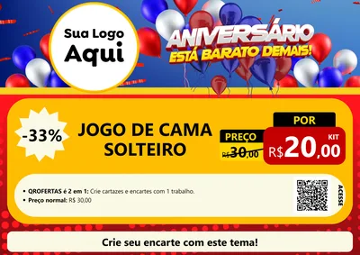 Modelo de Cartaz para Cartaz A4 Horizontal com o tema Aniversário para Cama, Mesa e Banho