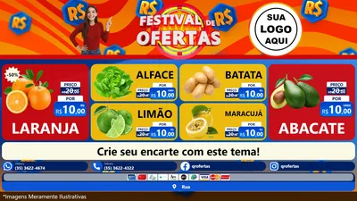 Modelo de TV para TV Horizontal com o tema Festival de Ofertas para Hortifrúti