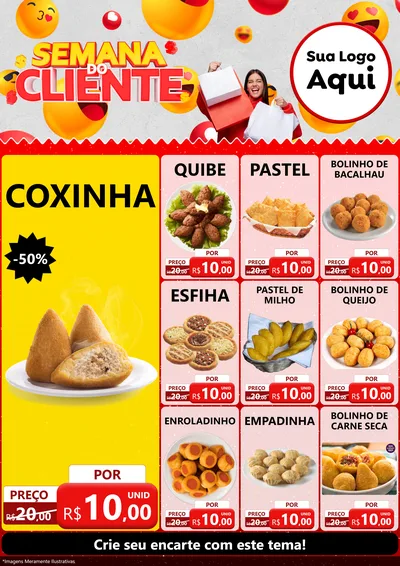 Modelo de Encarte para Encarte A4 Vertical com o tema Semana do Cliente para Salgadaria
