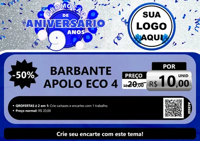 Modelo de Cartaz para Cartaz A4 Horizontal com o tema Promoção de Aniversário - 9 Anos para Armarinho e Aviamentos