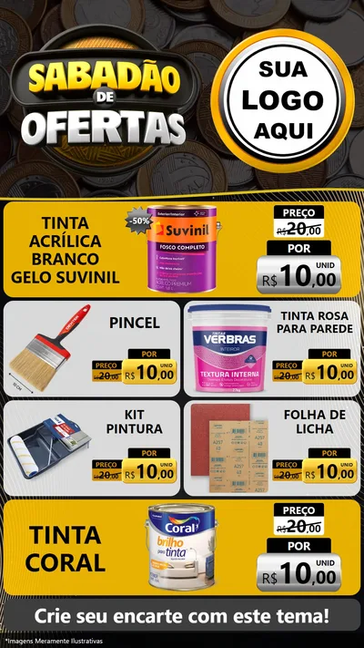 Modelo de TV para TV Vertical com o tema Sabadão de Ofertas para Tintas e Ferramentas