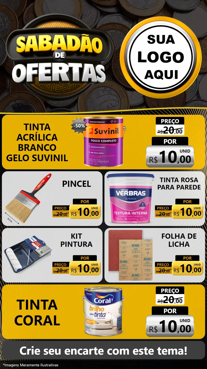 Modelo de TV para TV Vertical com o tema Sabadão de Ofertas para Tintas e Ferramentas