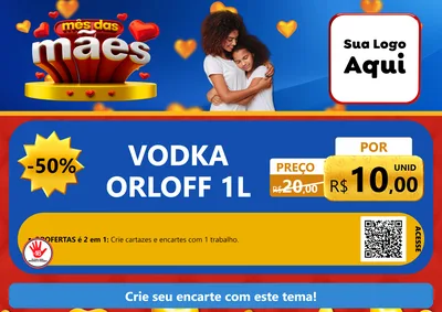 Modelo de Cartaz para Cartaz A4 Horizontal com o tema Mês das Mães para Distribuidora de bebidas