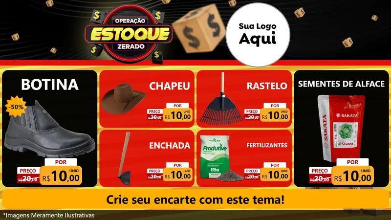 Modelo de TV para TV Horizontal com o tema Operação Estoque Zerado para Agropecuária