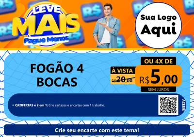Modelo de Cartaz para Cartaz A4 Horizontal com o tema Leve Mais, Pague Menos para Móveis e Eletro