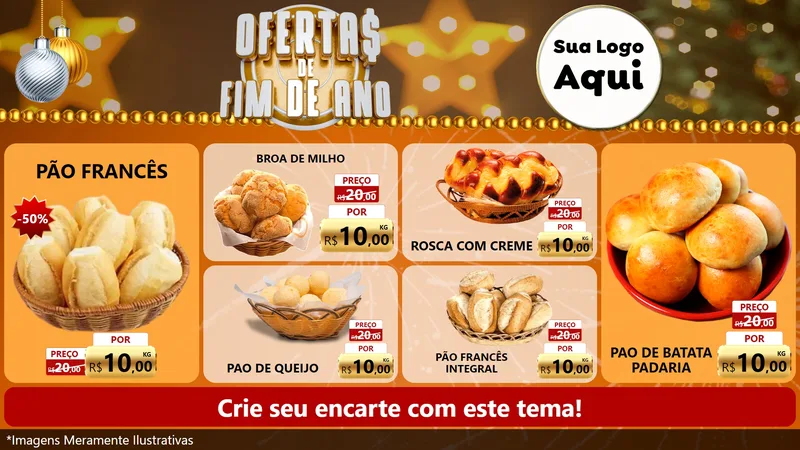 Modelo de TV para TV Horizontal com o tema Ofertas de Fim de Ano para Padaria