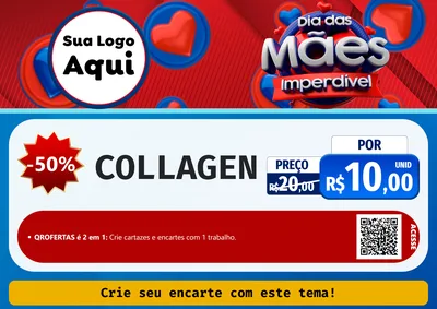 Modelo de Cartaz para Cartaz A4 Horizontal com o tema Dia Das Mães Imperdível para Suplementos alimentares