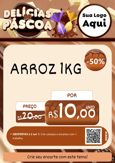 Modelo de Cartaz para Cartaz A4 Vertical com o tema Delícias de Páscoa para Supermercado