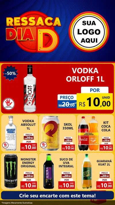 Modelo de Rede Social para Stories com o tema Ressaca Dia D para Distribuidora de bebidas
