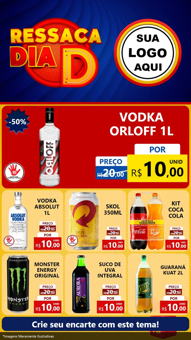 Modelo de Rede Social para Stories com o tema Ressaca Dia D para Distribuidora de bebidas