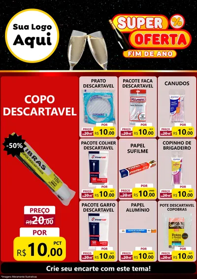 Modelo de Encarte para Encarte A4 Vertical com o tema Super Oferta Fim de Ano para Embalagens