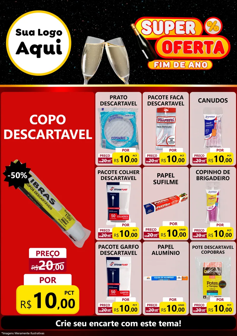 Modelo de Encarte para Encarte A4 Vertical com o tema Super Oferta Fim de Ano para Embalagens