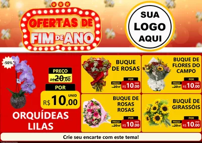 Modelo de Encarte para Encarte A4 Horizontal com o tema Ofertas de Fim de Ano para Floricultura e jardim