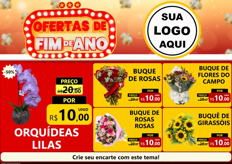 Modelo de Encarte para Encarte A4 Horizontal com o tema Ofertas de Fim de Ano para Floricultura e jardim
