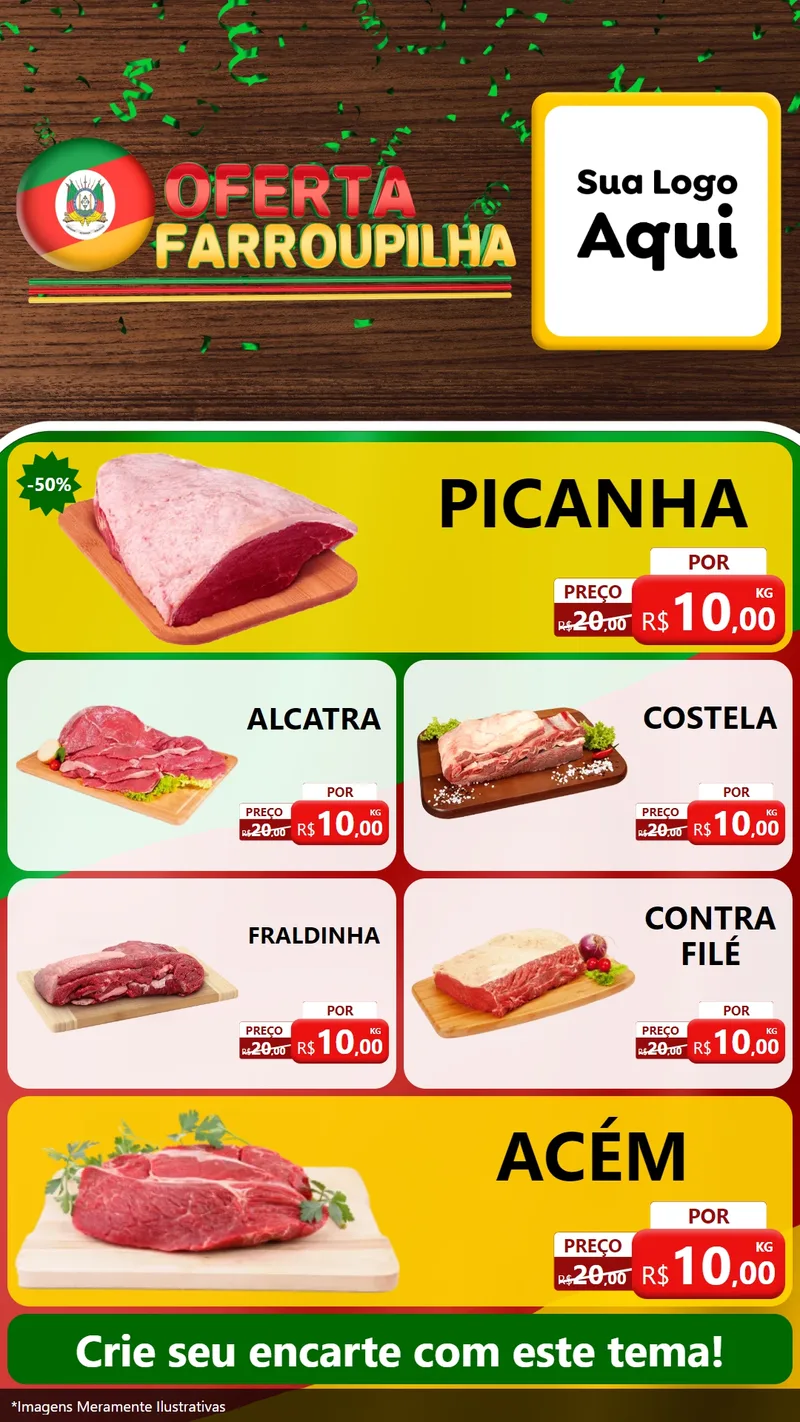 Modelo de TV para TV Vertical com o tema Oferta Farroupilha para Açougue