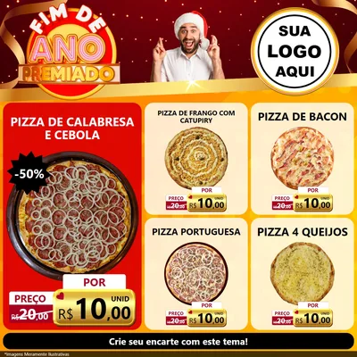 Modelo de Rede Social para Feed Facebook com o tema Fim de Ano Premiado para Pizzaria