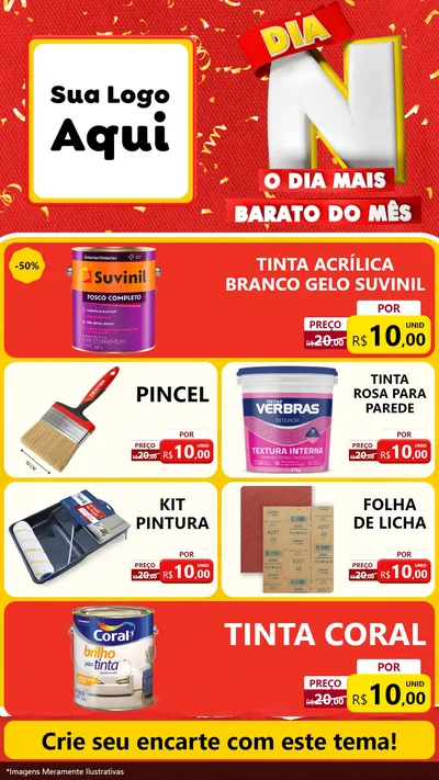 Modelo de TV para TV Vertical com o tema Dia N o Dia Mais Barato do Mês para Tintas e Ferramentas