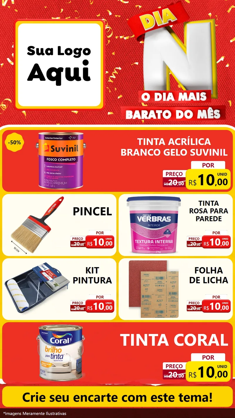 Modelo de TV para TV Vertical com o tema Dia N o Dia Mais Barato do Mês para Tintas e Ferramentas