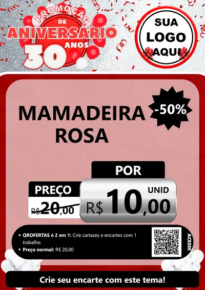 Modelo de Cartaz para Cartaz A4 Vertical com o tema Promoção de Aniversário - 30 Anos para Bebês