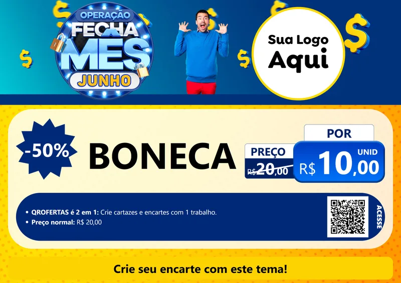 Modelo de Cartaz para Cartaz A4 Horizontal com o tema Operação Fecha Mês, Junho para Brinquedos
