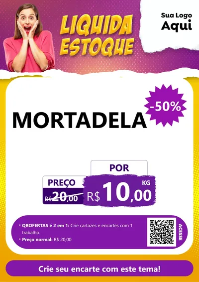 Modelo de Cartaz para Cartaz A4 Vertical com o tema Liquida estoque para Frios e Laticínios