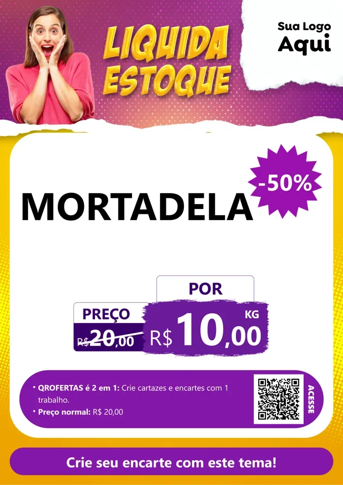 Modelo de Cartaz para Cartaz A4 Vertical com o tema Liquida estoque para Frios e Laticínios