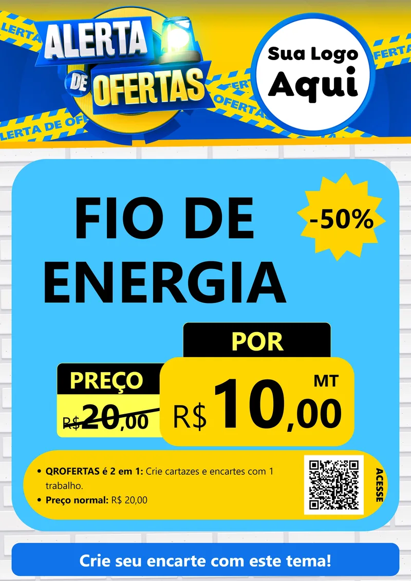 Modelo de Cartaz para Cartaz A4 Vertical com o tema Alerta de Ofertas para Materiais Elétricos