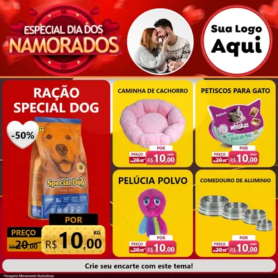 Modelo de Rede Social para Feed Facebook com o tema Especial Dia Dos Namorados para Pet Shop