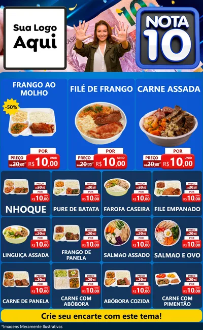 Modelo de Encarte para Encarte Grande com o tema Nota 10 para Restaurante