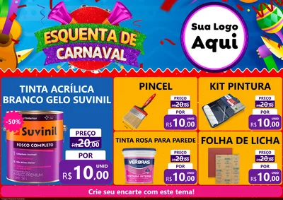 Modelo de Encarte para Encarte A4 Horizontal com o tema Esquenta de Carnaval para Tintas e Ferramentas
