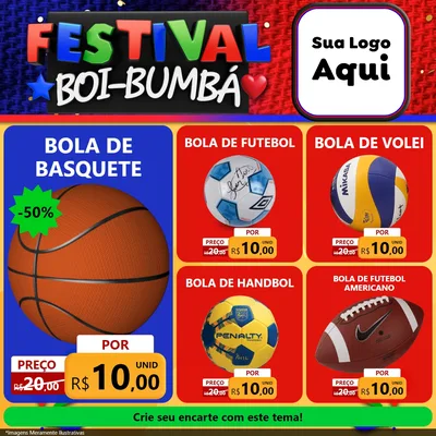 Modelo de Rede Social para Feed Facebook com o tema Festival Boi-Bumbá para Artigos Esportivos