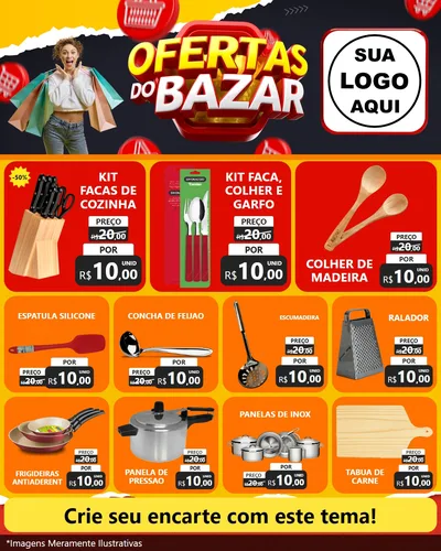 Modelo de Rede Social para Feed Instagram com o tema Ofertas do Bazar para Utilidades Domésticas