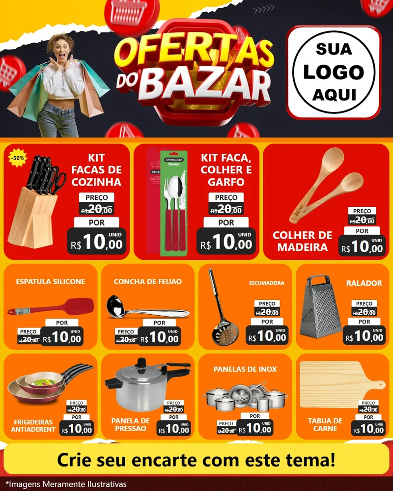 Modelo de Rede Social para Feed Instagram com o tema Ofertas do Bazar para Utilidades Domésticas